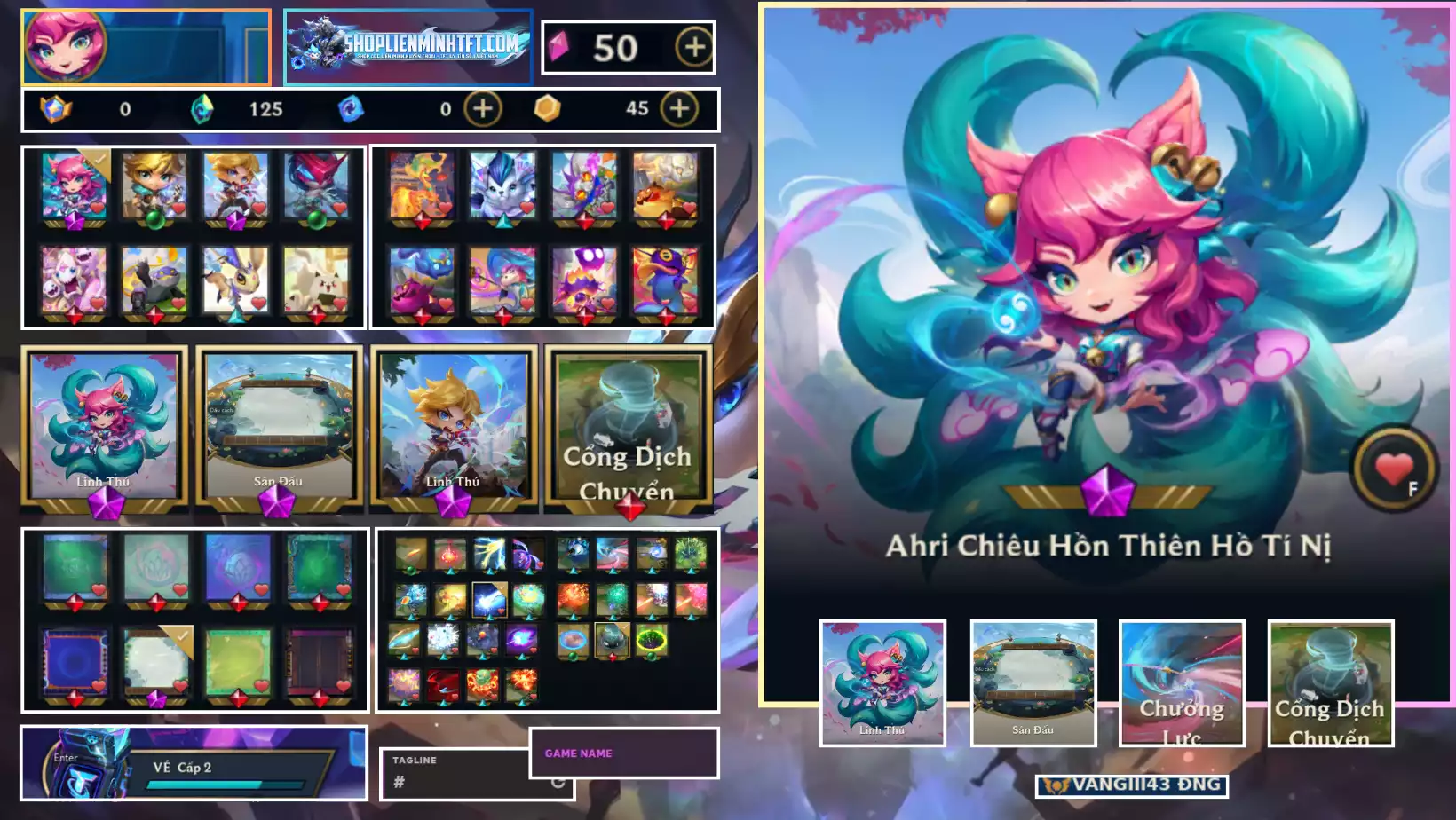 TFT LOL VIP1 3 TÍM - 2 PET TÍM - 1 SÂN TÍM 7 SÂN ĐỎ - 3 TÍ NỊ THƯỜNG - NHIỂU CHƯỞNG LỰC - NHIỀU LINH THÚ HIẾM DƯ 0 HC - 50 MẢNH SAO - 250 PHA LÊ - Thông Tin Đầy Đủ - Hỗ Trợ - Bảo Hành 100%
